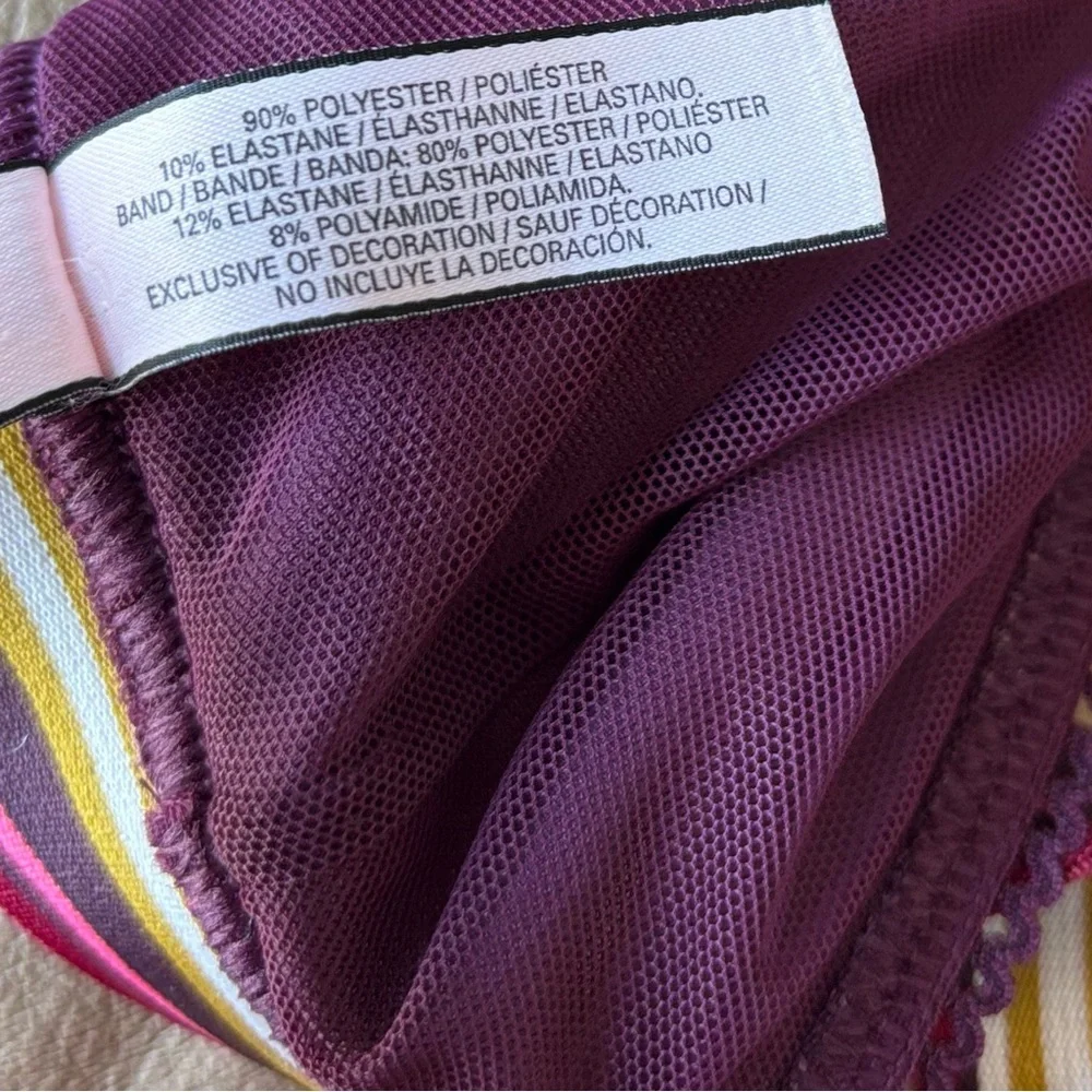 Victoria's Secret ‎ Unlined Strappy Triangle Velvet Bralette Bra Stripes Size XS